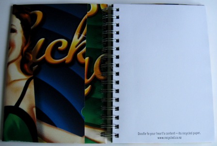 Inside view of recycled poster notebook